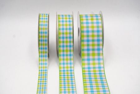 Heldere Blauwe en Groene Gingham Geruite Lint_AI